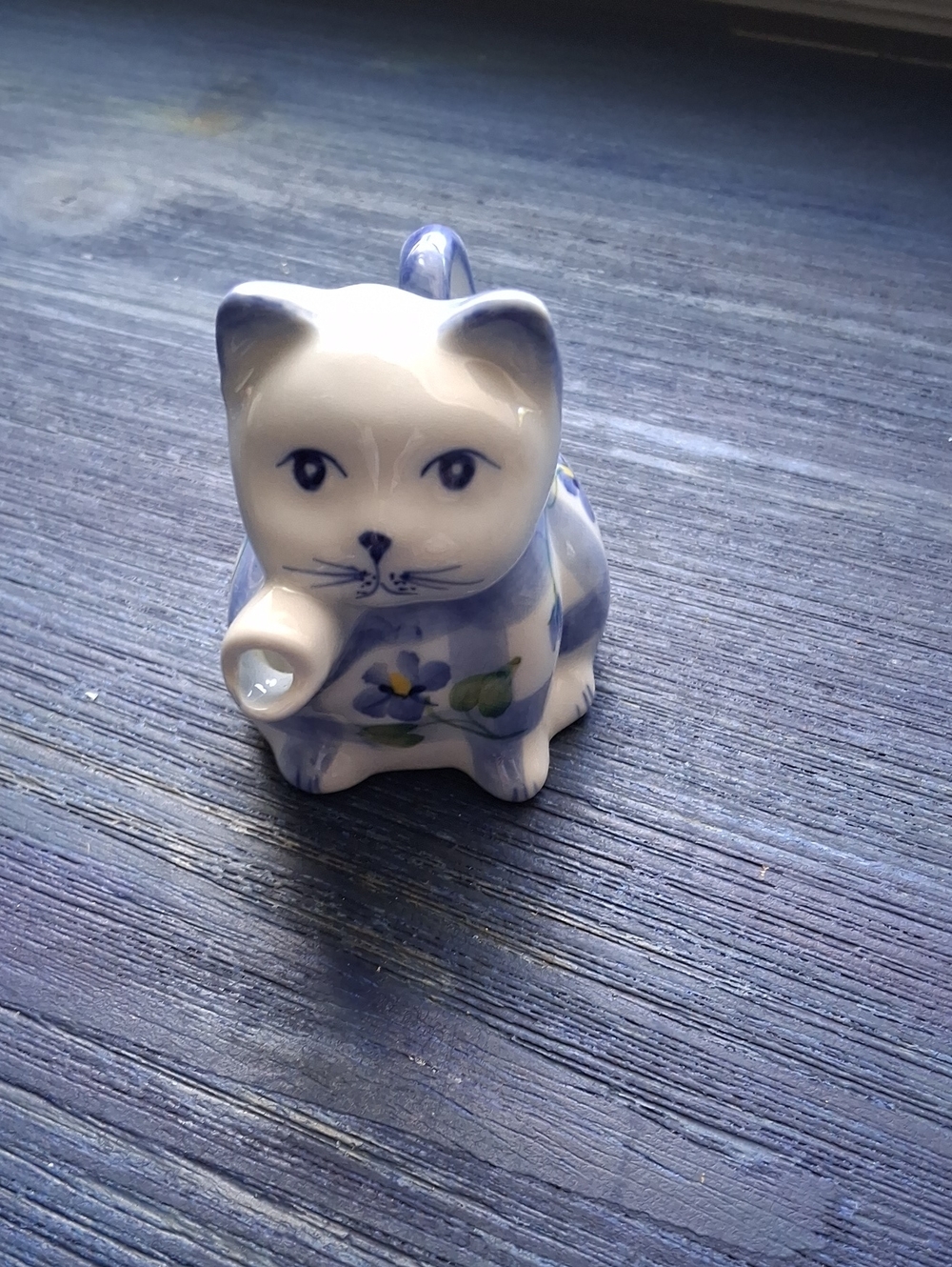 Mini Blue and White Ceramic Cat Tea Pot